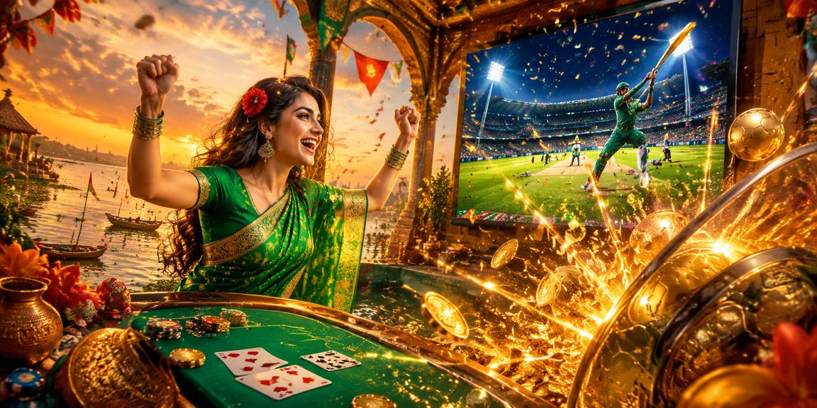 বাংলাদেশে শাড়ি পরা একজন নারী মোবাইলে ক্রিকেট বেটিং উপভোগ করছেন